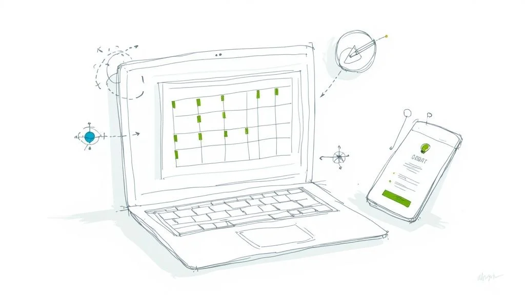 Eine Fachkraft, die aktiv ihre Online-Präsenz auf einem Laptop aufbaut