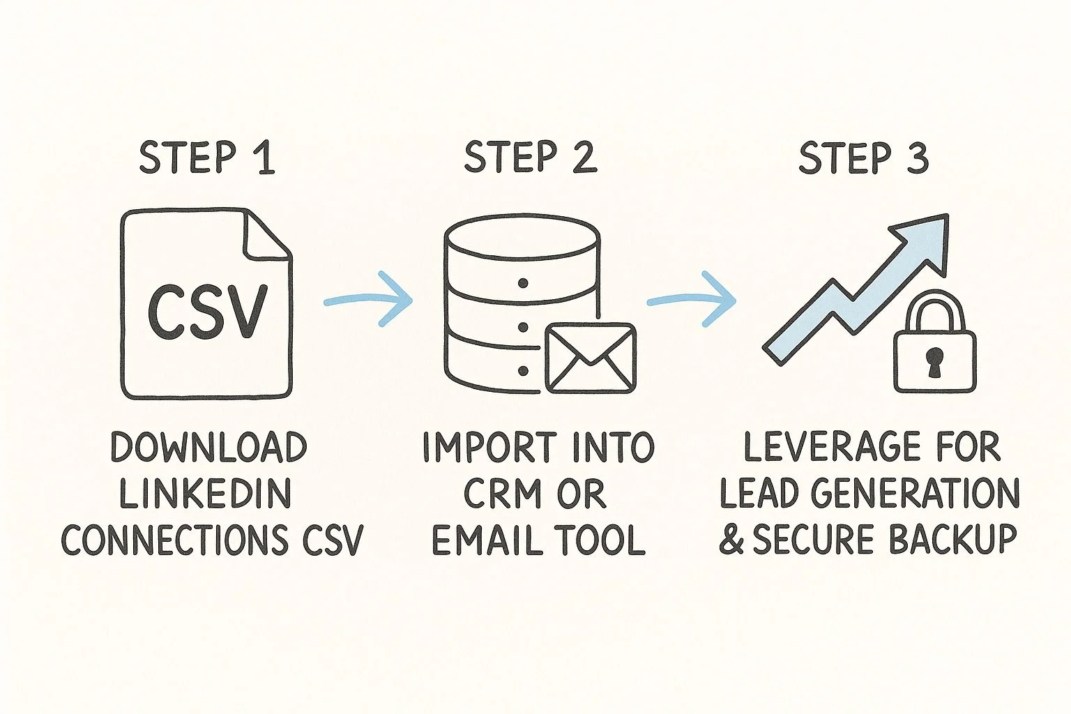 Infographic about how to export connections from linkedin