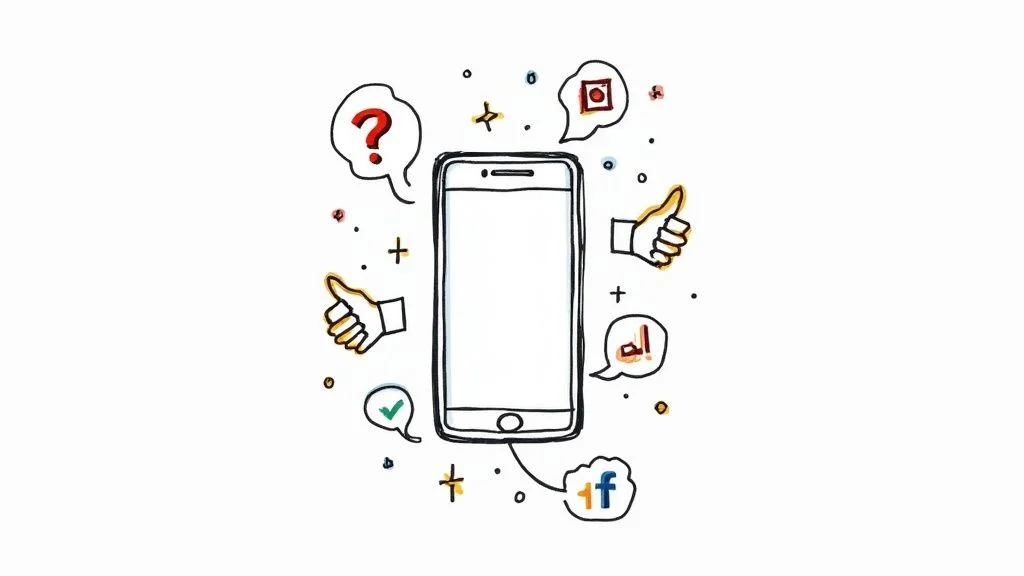 一群不同背景的人围坐在一张桌子旁热烈交谈,象征着社交媒体互动。