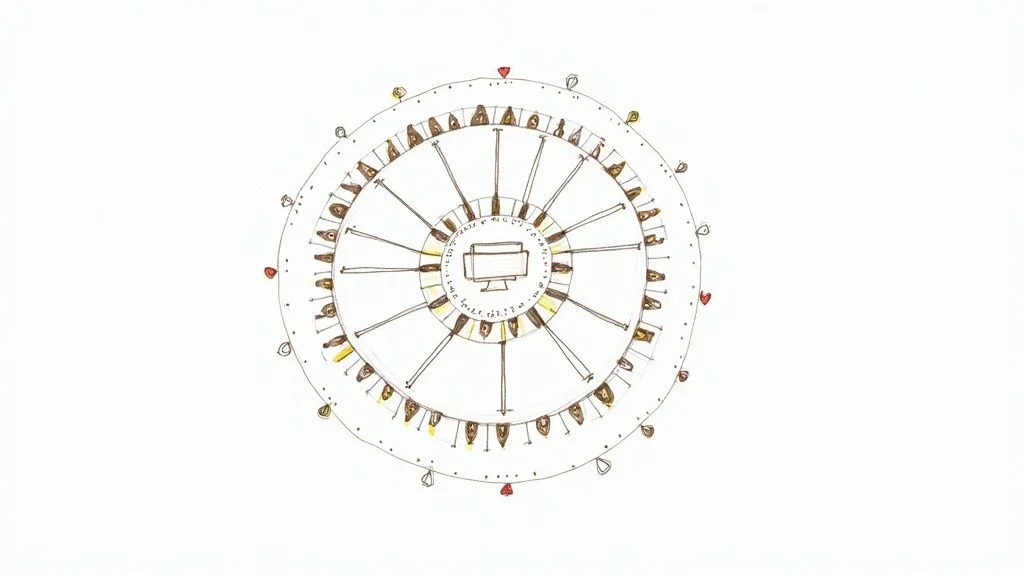 一群不同背景的人在一个充满活力的现代在线空间中协作和交流,代表着一个蓬勃发展的数字社群。