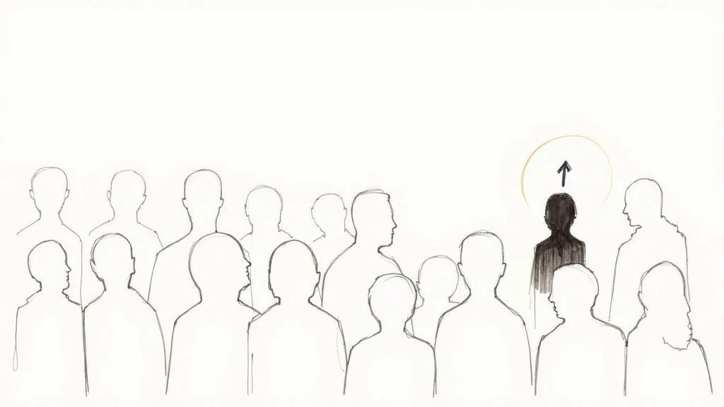 Une femme professionnelle regardant son ordinateur portable avec confiance, représentant quelqu'un qui réussit à se démarquer sur LinkedIn.