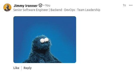 comment with gif from social presence extension into linkedin