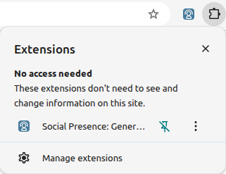 Extension pin in toolbar
