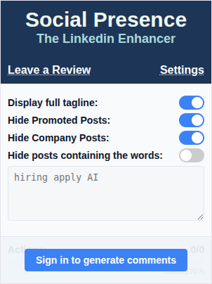Extension popup